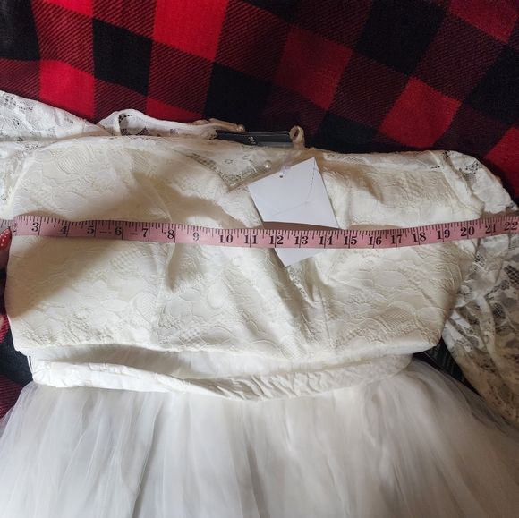 Torrid Ivory lace & Tulle Beaded sash A-line wedding dress size 18 - Picture 7 of 7